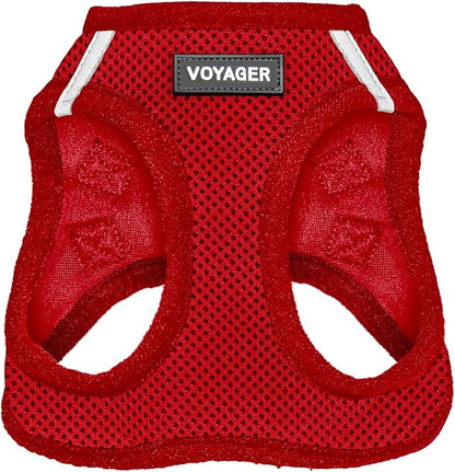 Best Pet Supplies Voyager Step-in Air Harness - All Weather Mesh, Reflective, No Pull Harness for Dogs, Cats - Secure with Hook & Loop Fastener, Buckle, Double D-Rings - Red, L