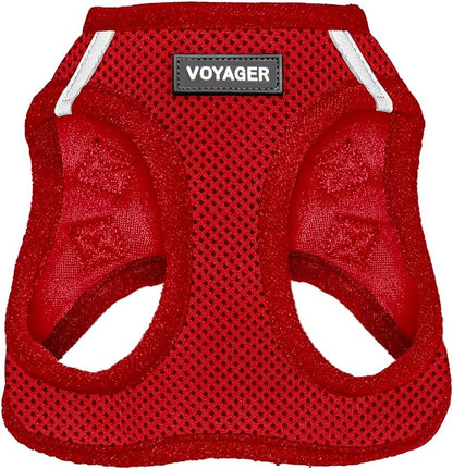 Best Pet Supplies Voyager Step-in Air Harness - All Weather Mesh, Reflective, No Pull Harness for Dogs, Cats - Secure with Hook & Loop Fastener, Buckle, Double D-Rings - Red, XL