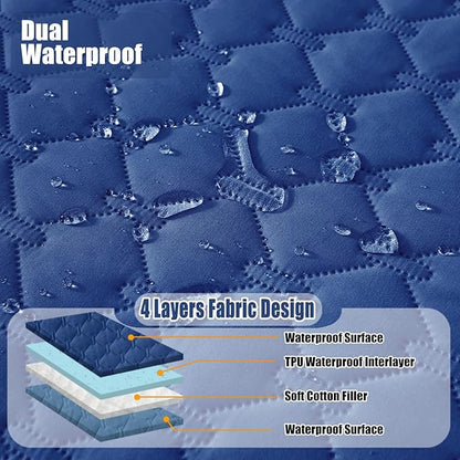 Smiry Waterproof Dog Bed Cover Blanket, Soft Reversible Pet Blanket, Washable Leakproof Cats Dogs Couch Cover for Sofa, Couch, Furniture (68x82 Inch, Navy/Blue)