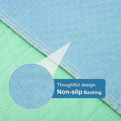 OUTCREATOR® Washable Bed Pads 34" x 36" (Pack of 4), Incontinence Mattress Protector, Anti-Slip Waterproof Underpads for Adults Kids Elderly Pets, Absorbency & Reusable Bedwetting Pads (Solid Green)