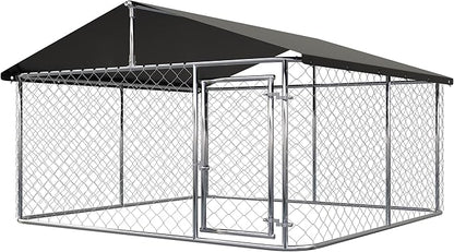 Petonly Outdoor Dog Enclosure Heavy Duty Dog Kennel House Mesh Dog Big Cage Pet Kennel Steel Fence with Secure Lock (78”x 78”)