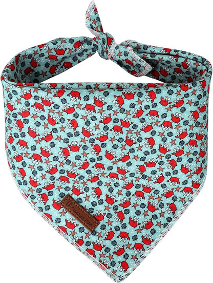 Summer Dog Bandana,Cute Pet Bandana with Crabs Pattern,Adjustable Blue Puppy Dog Bibs,Washable Triangle Dog Scarf for Boy,Girl Dogs or Cats…, UnderseaWorldParty