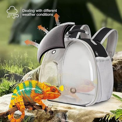 Bearded Dragon Travel Backpack with Harness and Leash Set,Lizard Backpack Travel Carrier,Space Capsule Clear Bubble Window Astronaut Reptile Carrier Backpack, Airline Approved