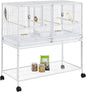 Yaheetech Stackable Divided Breeder Breeding Parakeet Bird Cage for Canaries Cockatiels Lovebirds Finches Budgies Small Parrots with Rolling Stand, White