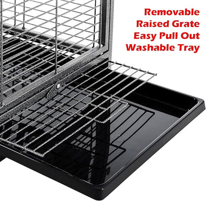 Portable and Durable Heavy Duty Travel Vet Bird Parrot Carrier Play Stand Perch Cage Feeding Bowl Stand with Handle and Accessories Prevent Beaks Out Include Cage Cover