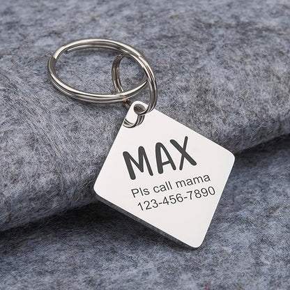 Anavia Personalized Pet ID Tags, Stainless Steel Glossy Laser Engraved Dog Cat Collar Name Tags, Multiple Colors Shapes Sizes (Diamond, Small)