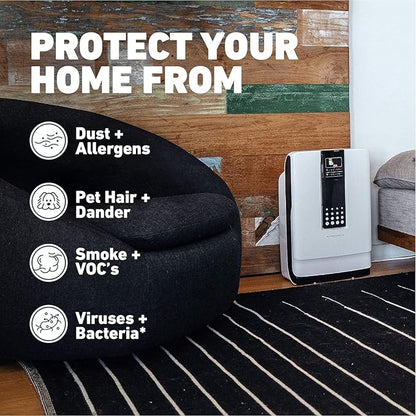 HATHASPACE HSP001 True HEPA Air Purifier for Home, Removes 99.9% of Dust, Smoke, Pet Dander, Odors, VOCs, Covers Up to 700 Sq. Ft, Quiet Air Cleaner with Smart Sensor for Bedroom & Large Rooms