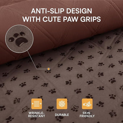 Luciphia 100% Waterproof Couch Cover Blanket for Dogs Anti-Slip Pet Couch Protector Sofa Mat Puppy Cat Blanket with Non-Slip Bottom, Coffee Brown, 52x82 Inch