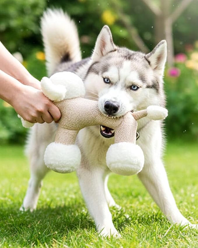 Linen Safari Companions - Linen Dog Toy, Chew-Resistant Natural Linens Squeaky Safari Animal for Small to Medium Dogs, Helps Reduce Destructive Chewing for Indoor Play and Boredom Relief (Elephant)