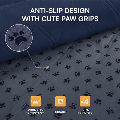 Luciphia 100% Waterproof Couch Cover Blanket for Dogs Anti-Slip Pet Couch Protector Sofa Mat Puppy Cat Blanket with Non-Slip Bottom, Navy Blue, 52x82 Inch