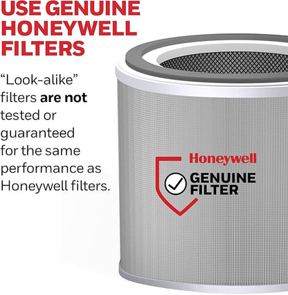 Honeywell Allergen Plus Compact HEPA Small Room Air Purifiers for Home, Up to 530 Ft² Coverage, 3-in-1 Filter, Pet Dander, Smoke & Odor Reducer Air Quality Sensor with Auto Mode, Grey, HPA125V