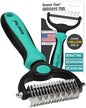 Maxpower Planet Hair Brush - Double Sided Shedding, Dematting Undercoat Rake for Dogs and Cats - Extra Wide Dog Grooming Brush, Reduce Shedding by 95%, Turquoise