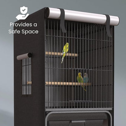Universal Bird Cage Cover Good Night Blackout Thin Lightweight Breathable Small Animal Cages Cover Pet Removable Durable Protector (Black, 60" H x 18" W x 18" L)