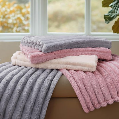 LINENLUX 1 Pack 3 Soft Fleece Dog Blanket for Pet Washable Warm Cat Puppy Fluffy Calming Flannel Beige Small