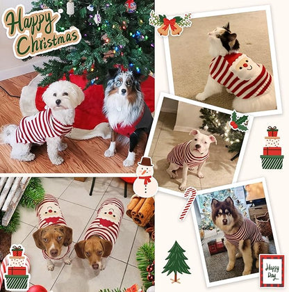 Dog Christmas Sweater Xmas Pet Clothes Cute Striped Santa Claus Costume Holiday Puppy Cat Jumpers Outfits New Year Gifts for Small Medium Large Dogs (M, Red White Stripe Santa Claus)
