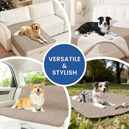 Waterproof Dog Bed Cover, Non-Slip Dog Blanket for Couch, Couch Covers for Dogs Washable, Pet Blanket for Furniture, Pet Bed Mat for Sofa, Car, Pet Supplies (52x82 Inch, Khaki)