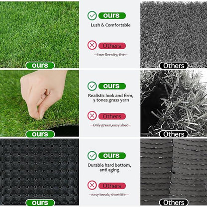 XLX TURF Interlocking Fake Grass Tiles for Dogs Potty - Pets Friendly Artificial Grass for Dog Kennel Outdoor Patio Balcony & Home Decor - 12"x12" 12 Pack