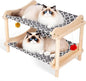 2-Layer Cat Hammock Bed, 24"x15.7"x16.3" Elevated Cat Bed with Pine Wood Frame, Breathable Washable Covers, Wooden Pet Furniture for Indoor Cats and Small Animals (Grey-2)