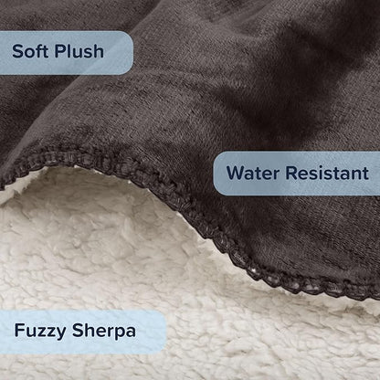 PETMAKER Dog Blanket - 60x80in Reversible Sherpa Blanket - Throw Blankets for Bed, Couch, or Car - Machine Washable Puppy Essentials (Charcoal)
