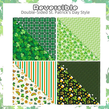 PAWCHIE St. Patrick's Day Dog Bandanas 4 Pack,Reversible Dog Party Triangle Scarf Bibs,Pet Holiday Costume with Adjustable Snaps,Multiple Patterns for Small Dogs Puppy,Cats Pets,Green S