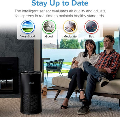 LEVOIT Air Purifiers for Home Large Room With Air Quality Monitor, Quiet for Bedroom, 3-in-1 Filter, Auto Mode, LV-H133, Black