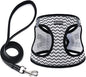 BOOMIBOO Dog Harness with Leash Set, No Pull Adjustable Reflective Step-in Puppy Pet Vest Harnesses for Small Medium Large Dogs and Cats,White Stripe S