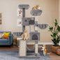 WEEWAY Cat Tree Tower for Indoor Cats,65'' Multi-Level Cat Furniture Activity Center,Stand House Condo Cave,Sisal Scratching Posts Ramps,Plush Perches Platforms Basket Hammock,Grey