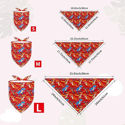 30 Pcs Dinosaurs Dog Bandanas for Small Dogs Medium Stitch Dog Bandana Bulk Reversible Print One Side Large Polyester Scarves Party Grooming M
