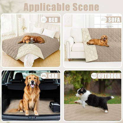 Smiry Waterproof Dog Bed Cover Blanket 40x70, Soft Reversible Pet Blanket, Washable Leakproof Cats Dogs Couch Cover for Sofa, Couch, Furniture, Taupe/Beige