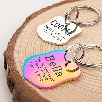 Anavia Personalized Pet ID Tags, Stainless Steel Glossy Laser Engraved Dog Cat Collar Name Tags, Multiple Colors Shapes Sizes (Badge, Regular)