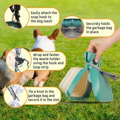 Large Pooper Scooper, Portable and Handheld Size for Walking Large and Small Dogs Outside Yard or Travel Outdoors, Pup Poop Scoop with Container and 30pcs Pet Waste Bag Attachment