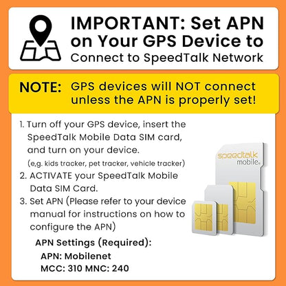 SpeedTalk SIM Card for GPS Trackers Pet Kids Senior Vehicle Car Activity 4G LTE Tracking Devices | 30 Days Wireless Plan | 3 in 1 Simcard - Standard Micro Nano | No Contract | USA Canada Mexico