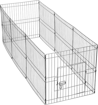 Yaheetech 24 inch 24 Panel Black Heavy Duty Foldable Metal Dog Exercise Pen Portable Cat Duck Chicken Puppy Fence with Door - Outdoor & Indoor