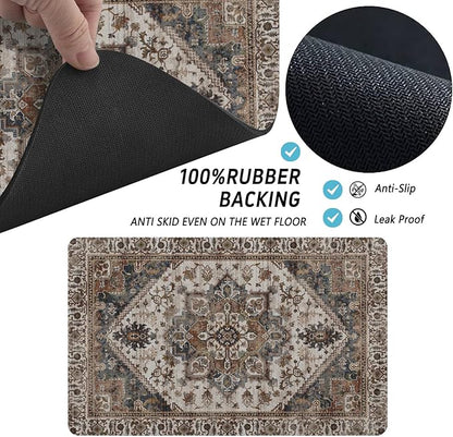 Dog Food Mats for Floors, Absorbent and Quick-Drying Pet Cat Food Mat,Anti-Fouling and Easy-to-Clean Pet Feeding Mat,Dog Bowl Mat for Messy Drinking Water Bowls.16 x24, Bohemia Style