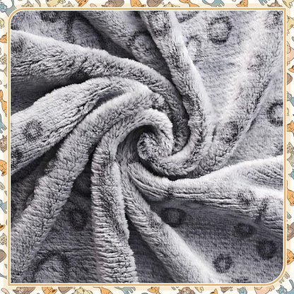 Tegeme 12 Pcs Pet Blankets Soft Fluffy Fleece Dog Cat Warm Paw Print Pattern Blankets Flannel Throw for Pets Dog Puppy Cat(30 x 20 Inch,Gray)