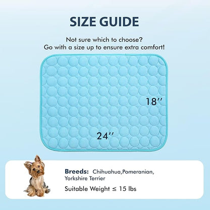 MICROCOSMOS Summer Cooling Mat & Sleeping Pad- Water Absorption Top, Materials Safe, Easy Carry, EZ Clean. Keep Cooling for Pets, Kids and Adults.(Blue, 24" x18")