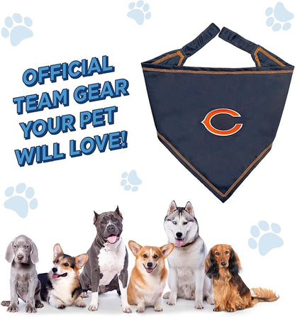 NFL Chicago Bears TIE Bandana, Small/Medium. Dog Bandana Scarf Bib for Pet Cat Dog. The Ultimate Game-Day, Party Bandana