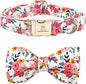 Lionheart glory Dog Collar Bow Collar Floral Dog Collar with Bow Tie Spring Summer Cute Collar Dog Boy or Girl Dog Collars Soft Durable Adjustable Dog Collars for Large Dogs