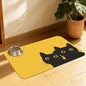 Cute Black Cat Peeking Pet Bowl Mat, Absorbent Placemat for Food and Water, Waterproof Non-Slip Rubber Base – 16x24 Inch