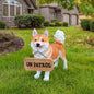 Akita Statue Outdoor Decorations – Dog Statues Outdoor Standing Yellow Akita with Replaceable Solar Light & Welcome Sign for Porch Décor