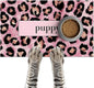 Puppy Feeding Mat 24x16 inch Pink Leopard Print Pet Bowl Placemat Non Slip Floor Mat for Food and Water Indoor Dog Feeding Station Cute Meal Pad for Small Pets Kitchen Use