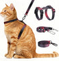 Cat Harness and Leash Set, 3-in-1 Escape Proof Adjustable, Comfortable Soft Lightweight, Safe, Easy to Wear, Walking Travel Kitten Harness for Small Medium Large Cats （Red