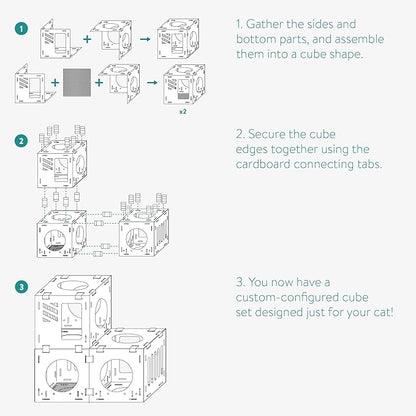 Navaris Modular Cardboard Cat House - DIY Corrugated Cardboard Configurable Play Tower Condo for Small Cats, Kittens, Rabbits - 3 Cubes