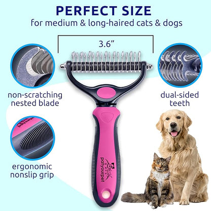 Pat Your Pet Deshedding Dog Brush For Shedding – Cat Brushes For Indoor Cats, Double-Sided Cat Brush Deshedding & Grooming Tool For Long Haired And Short Haired Dogs, Skin-Friendly