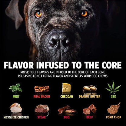 Pet Qwerks Nylon Stick BarkBone - Durable Dog Toys for Aggressive Chewers - Peanut Butter Flavor - 10.75"