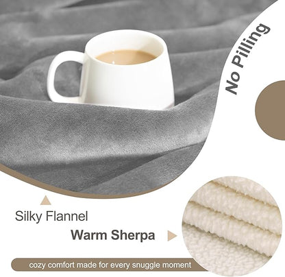 gogobunny Waterproof Pet Blanket for Small Dogs and Cats, Reversible Sherpa Fleece Soft Plush Throw for Couch Protection, Washable Furniture Protector (Grey, 30x40 inches)