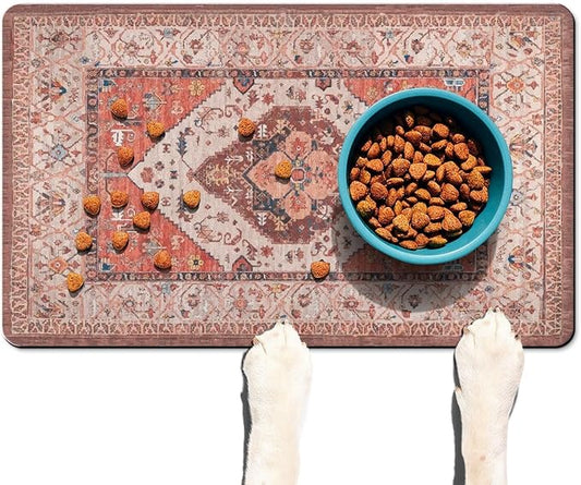Absorbent Pet Dog Bowl Mat for Food and Water, Pet Cat Food Feeding Mat with Non Slip Rubber Backing, Dog Food Mats for Floors Waterproof, 16"x24"