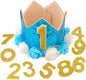 Pet Crown Hat Dog Birthday Reusable Birthday Party Crown for Boy Cat Doggie Headband Hats with 0-9 Figures Charms Pet Gift Grooming Accessories with Glue Dots Pack of 1(Blue)