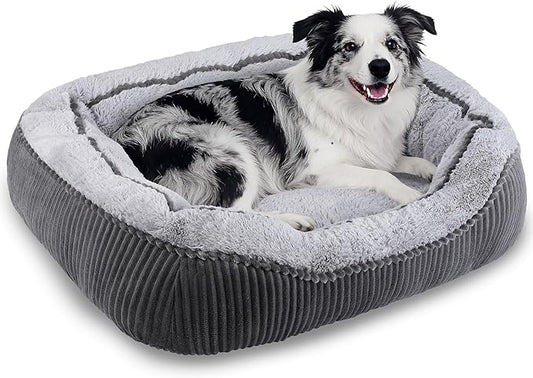 SIWA MARY Medium Dog Bed for Medium Large Dogs, Rectangle Dog Bed Medium Size Dog, Washable Orthopedic Pet Bed, Durable Calming Puppy Bed with Anti-Slip Bottom(30"x 24"x 9")