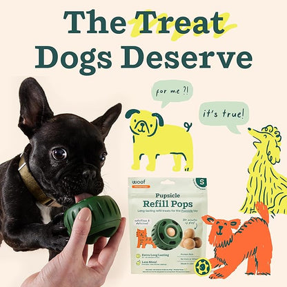 WOOF Pupsicle Refill Pops - Low-Mess Dog Snacks - with Peanut Butter and Beef - Dog Treats - Long Lasting - Small Pops - 10 Count